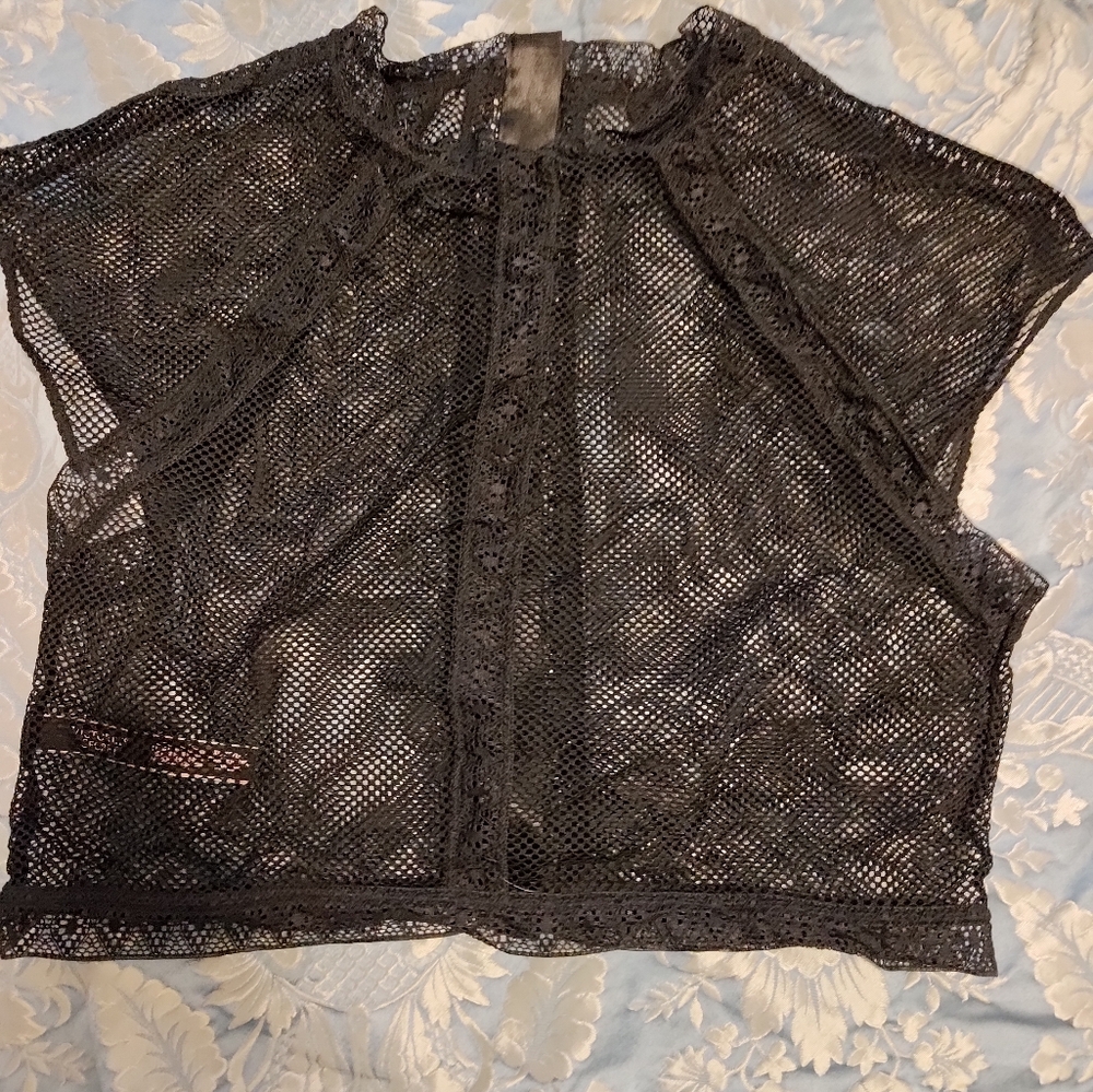 Victoria's Secret Black Mesh Lace Robe